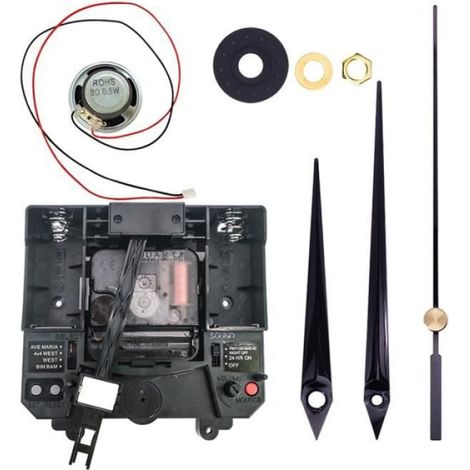Mouvement D Horloge Murale - Quartz - Carillon Musical - Pour Kit Bricolage - Intérieur - 12 5 X 11 7 X 3 3 Cm - 2 X Piles C Et 1 X Pile Aa (1/4)