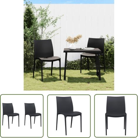 The Living Store Chaises de jardin lot de 2 anthracite 50x46x80 cm polypropylène - Chaise De Jardin - Chaise Extérieure - Mobilier De Jardin - Fauteuil De Jardin - Design Contemporain (1/5)