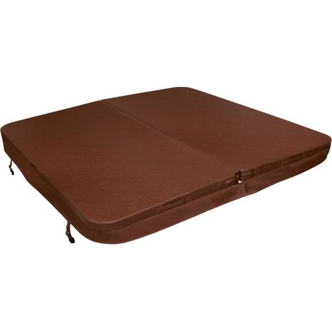 Copertura per vasca idromassaggio 2.2m x 2.2m quadrato Marrone Resistente alle intemperie Pelle PVC zincato Resistente alle fiamme UV Muffa 4 x Cinghie di chiusura con chiavi 6 x Maniglie di sollevame (1/5)