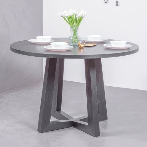 Nest Dream - Runder Esstisch aus Esche natur - Soho - Schwarz