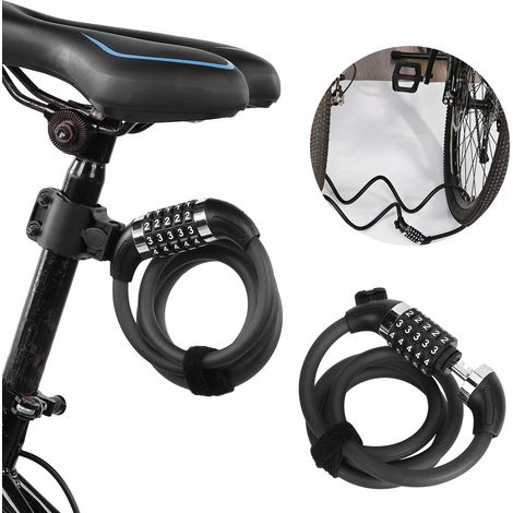 Câble antivol vélo 5 chiffres - Sécurité renforcée pour VTC et vélo électrique (1.2 m) (1/5)