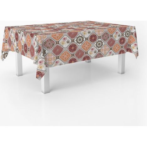 Nappe Toile cirée Anti-Taches Lavable Ronde 140 cm Rouge (1/4)