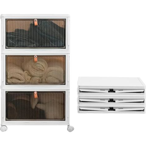 Boîte de rangement, empilable, mobilité facile, 3 boîtes (1/2)
