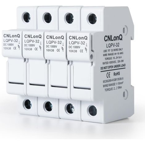 Jadeshay Solar PV Fuse Holder RT18-32X 1P DC1000V, 4pcs Photovoltaic Fuse Holders 10x38mm DIN Rail Mount Fuse Base (1/5)