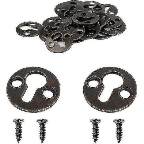 50 supports de fixation ronds en métal de 25 mm / 1 pouce, type trou de serrure, pour étagères, cadres photo et autres supports de suspension. (1/5)