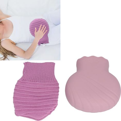 Bouillotte à remplir d'eau, peluche en silicone, chauffe-mains mignon à motif dessin animé, bouillotte/poche de glace anti-explosion, 245 ml, violette. (1/5)