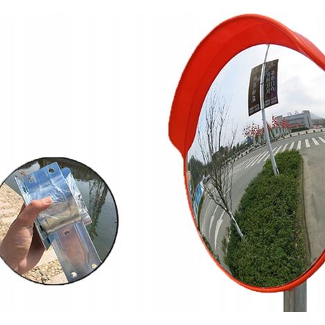Specchio stradale da 30 cm con supporto sferico, ideale per negozi e magazzini, infrangibile. (1/5)