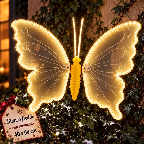 Farfalla Natalizia con Movimento Bianco Caldo 324 LED Addobbo Natalizio 40x60cm (1/5)