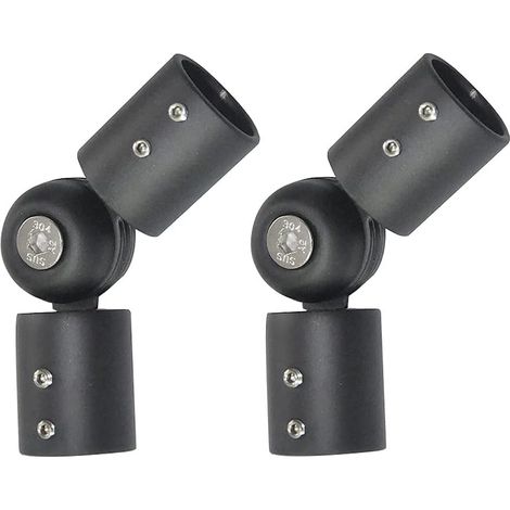 Lot de 2 connecteurs d'angle réglables en acier inoxydable pour tringles à rideaux - 19 mm - Noir (1/5)