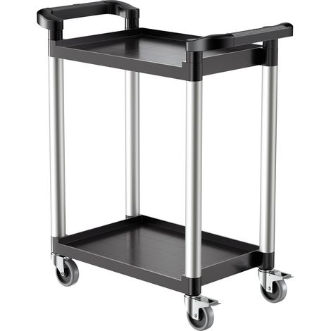 Chariot de Service, 800x410x945 mm, Desserte à Roulettes Utilitaire en Plastique à 2 Niveaux, avec Roues Pivotantes 360° (2 avec Freins), pour Entrepôt, Bureau, Maison, Restaurant, Cuisine (1/5)