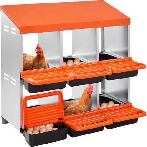 VEVOR Nido per Galline a 2 Livelli Nido per Raccolta Uova con 6 Scomparti, Scatole per Deposizione delle Uova in Metallo con Coperchi Protettivi, Estraibile, per Galline, Anatre, Pollame