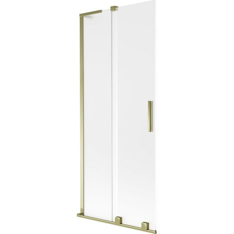 Mexen Velar L panel de bañera 2 puertas correderas 85 x 150 cm, escarcha, dorado - 896-085-003-31-50 (1/5)