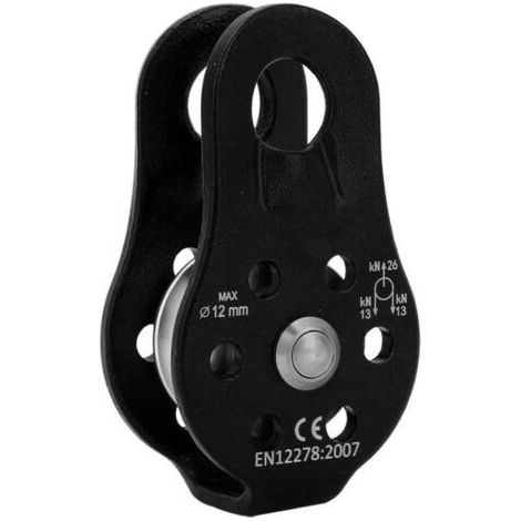 Poulie d'escalade - Poulies d'escalade, Poulie de secours simple, Alliage d'aluminium 26 kN, Équipement d'escalade noir pour le halage et l'escalade (1/5)
