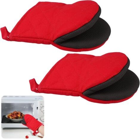 1 Paire Gant Four Anti Chaleur (19.5x15.5 cm), Résistant à la Chaleur de 260° Gant de Cuisine Four, Antidérapant en Caoutchouc Chloroprène et Coton Gant pour Four, Convient pour Cuisson, Grillades (1/5)