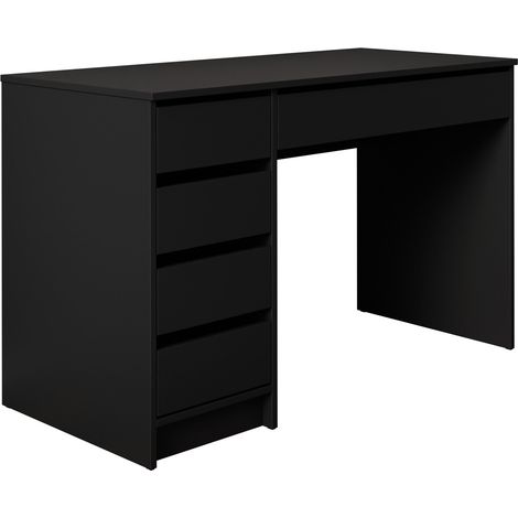 Mirjan24 – Bureau droit noir 120x75x55cm avec 5 tiroirs – Panneaux mélaminés résistants aux rayures – Configuration personnalisable