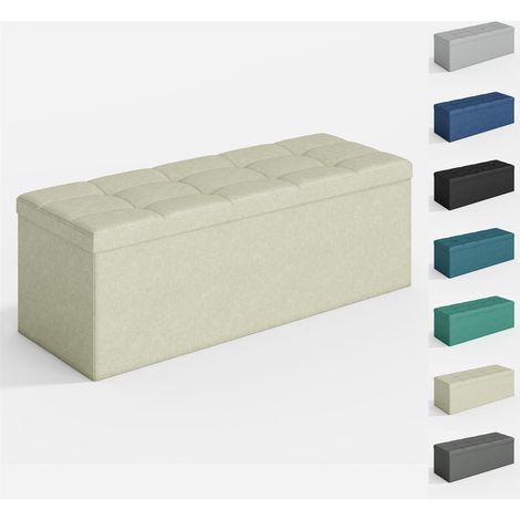 Foldable Storage Ottoman, Storage Bench with Lid, for Bedroom & Living Room, 110 x 38 x 38 cm BEIGE