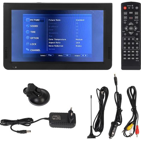 Téléviseur portable de 10 pouces, lecteur vidéo LED TFT HD 1080p avec batterie rechargeable, compatible avec une utilisation à domicile et en voiture.