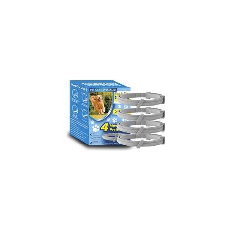Lot de 4 colliers anti-puces et anti-tiques naturels pour chiens, réglables, sans contact direct avec la peau, (1/4)