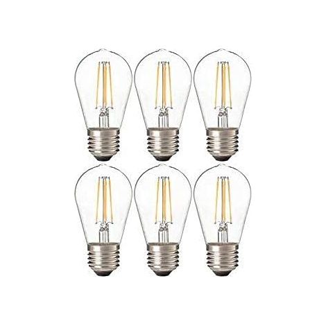 Set of 6 retro LED bulbs, 4 watt dimmable LED filament bulbs, 3000K warm light E27, for outdoor string lights. (1/4)