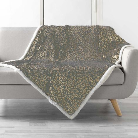 Plaid sherpa 125 x 150 cm Safari Gris
