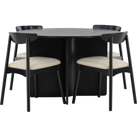 Tyresö Essgruppe Esstisch schwarz 4 Stühle Whitewash. (1/4)