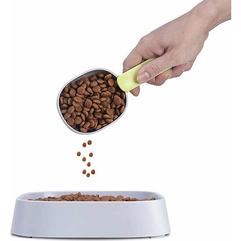 Cuillère à nourriture pour animaux domestiques durable avec poignée en plastique avec clip pour chien, chat et oiseau (1/5)