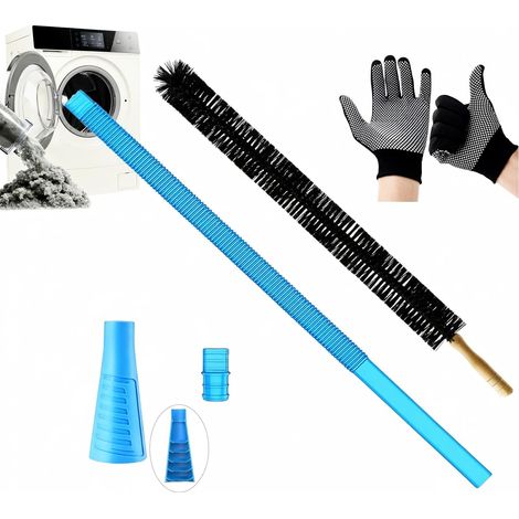 Kit universel de nettoyage et de dégazage pour sèche-linge Compatible avec la plupart des aspirateurs, y compris l'adaptateur pour tuyau d'aspirateur, brosse accessoire, brosse active anti-peluche (1/5)