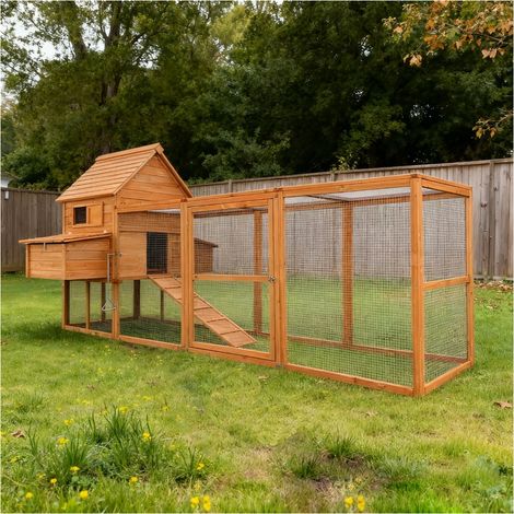 Casetta per animali in legno Farm 6 con recinto extra spazioso - 310x150x150 cm (1/3)