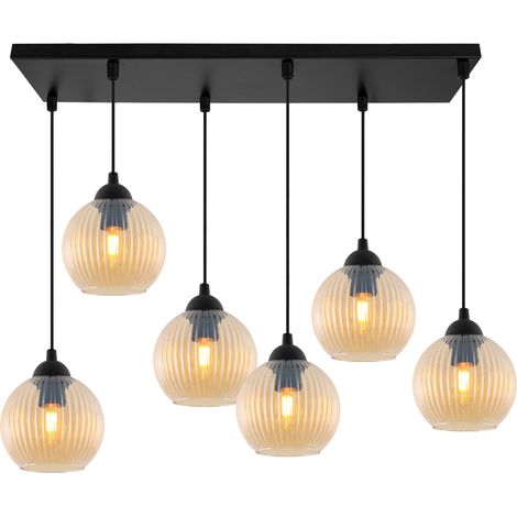 LAMPADA A SOSPENSIONE RIFFLE NERA 6 PARALUME MIELE PIATTO SFERA E27 (1/5)