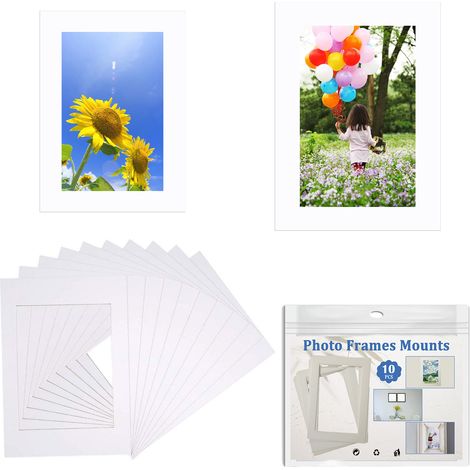 Mount Photo - Blanc - 5x7 Pouces et 6x8 Pouces - Pour Cadres Photos - Mat pour Impressions et Œuvres d'Art - Lot de 10 (1/5)