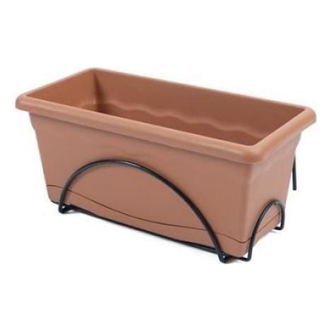 Jardinière - 40 x 24 x 18 cm - Capacité 8 L - Avec Plateau Et Support Pour Balcon - Terracotta (1/2)
