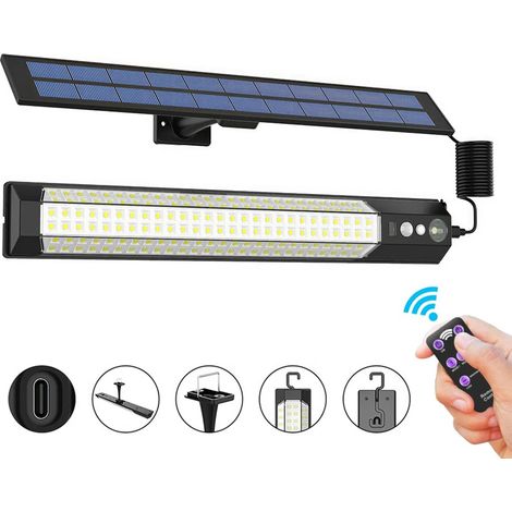 Lampes Solaires Extérieures pour Jardin Lumière Rechargeable par avec Télécommande Éclairage Sécurité Portable Étanche Pour Porche Clôture Jardin Camping Maison (1/5)