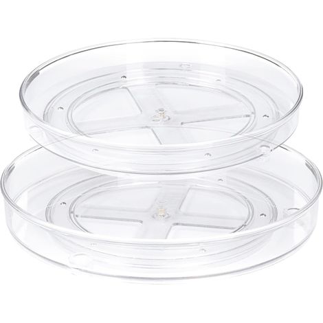 Lot de 2 Lazy Susan Plateau Tournante de Cuisine Plateaux de Rangement Rotatifs à 360° pour Cuisine et Salle de Bain(27 x 4,6 cm + 23,5 x 3,8 cm) (1/5)