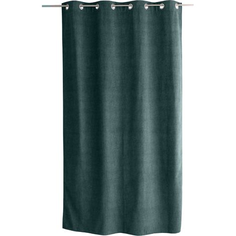 Rideau thermique NUUK 140 x 240 cm – Doublure polaire – Velours marbré - 140x240cm - Vert emeraude (1/4)
