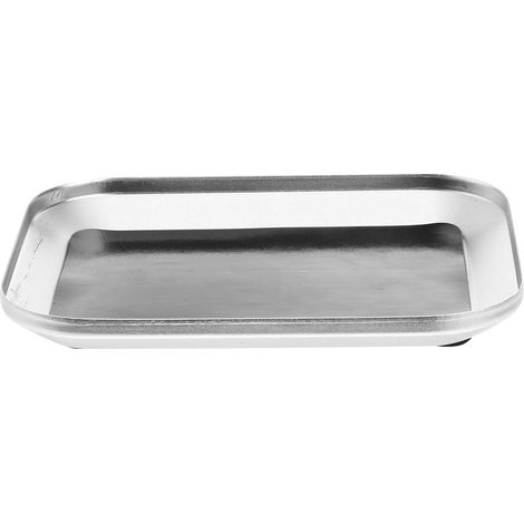 Organiseur Magnétique Pratique Carré en Métal Argenté Plateau Magnétique Support Robuste et Fonctionnel pour Vis et Boulons pour Outils Mécaniques Automobiles (1/5)