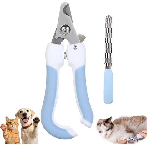 Coupe-ongles pour animaux - Lime à ongles - Coupe-ongles pour chats - Coupe-ongles pour chiens - Ciseaux à ongles sécuritaires - Soins pour animaux - pour chats et chiens - Coupe-ongles bleu - Coupe-o (1/5)