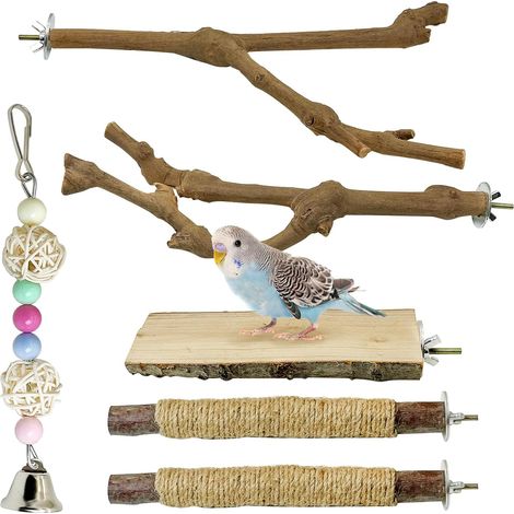 5 perchas para pájaros, de material natural, con forma de enredadera, de fácil instalación, para jaulas de periquitos. (1/5)