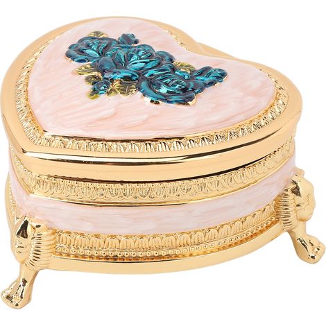 Coffret Bijoux Vintage Coeur Alliage Zinc Boîte à Trésors Décorative Organisateur Multifonction Bleu Cadeau Anniversaire Élégant (1/5)