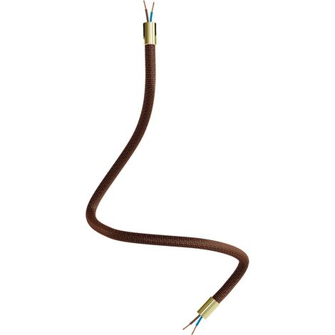 creative cables - Kit Creative Flex tubo flessibile di estensione rivestito in tessuto RZ22 Nero Whiskey con terminali metallici - 60 cm, Bronzo satinato