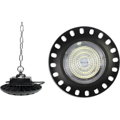 TrAdE Shop Traesio - Lampada Led Industriale A Disco Ufo Catena 100w Capannone Luce 6500k F100w-nf9 - (1/4)