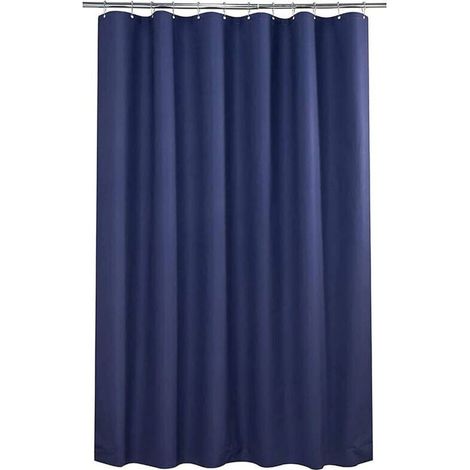 Petit Rideau de Douche d'Angle 36x72 Pouces (91x183cm) - Bleu Marine Demi-Taille - Tissu Étroit pour Décoration Salle de Bain - avec Crochets