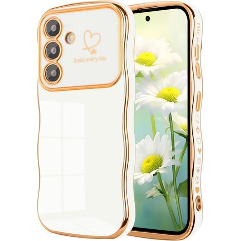 Handyhülle für Samsung Galaxy A56 5G, Weiß, Galvanisiert, Wellenmuster, Kratzfest (1/5)