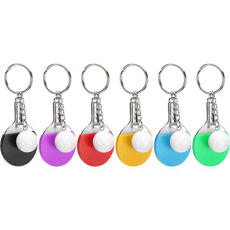 Lot de 6 porte-clés raquette de tennis de table mini, breloques ping-pong en forme de batte, accessoires de sac suspendus. (1/5)