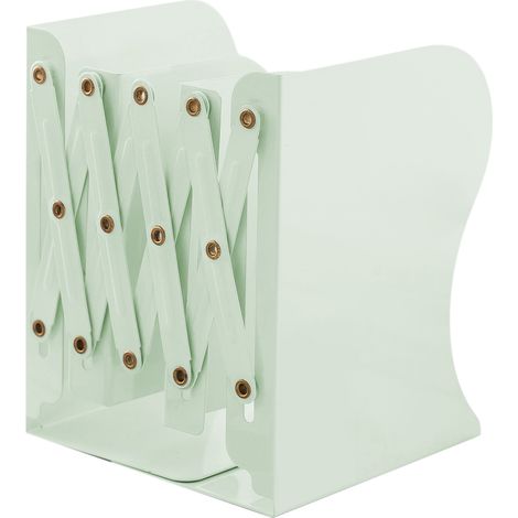 Lot de supports de livres rétractables flexibles, grande taille, sans autocollant, en métal, vert clair, pour bureau et étagère (1/5)
