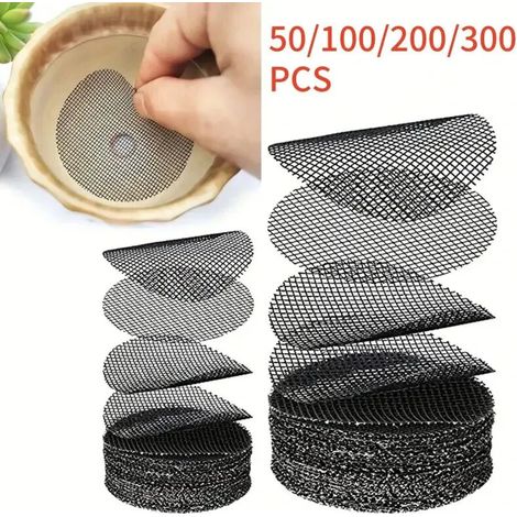(Carré 10x10cm, 50 pièces) Tapis de drainage rond en maille pour pots, empêchant la perte de terre, idéal pour les bonsaïs, les fleurs et les plantes de jardin.