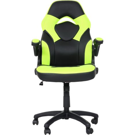 Poltrona sedia da ufficio ergonomica regolabile girevole HHG-585 ecopelle nero verde