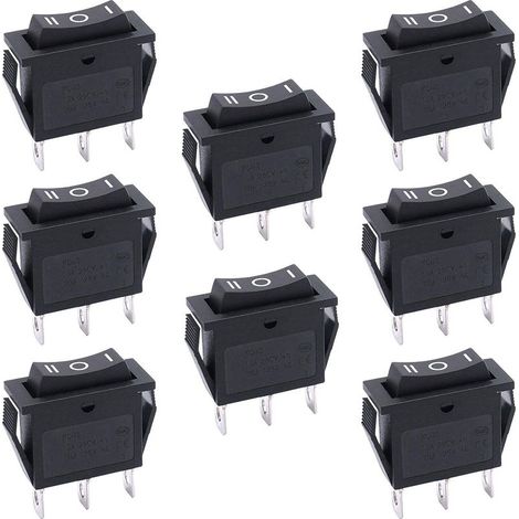 8 pièces Interrupteur à Bascule 3 positions ON/OFF/ON SPDT 3 broches Commutateur à bascule 15A 250V 20A 125V AC pour Voiture Camion Bateau Appareils électroménagers KCD3-103-BK (1/5)