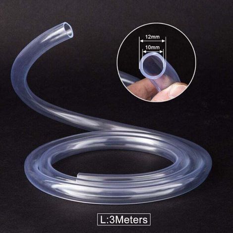 Tubo flessibile trasparente ad alta pressione da 3 metri, in PVC flessibile da 10 x 12 mm. (1/3)