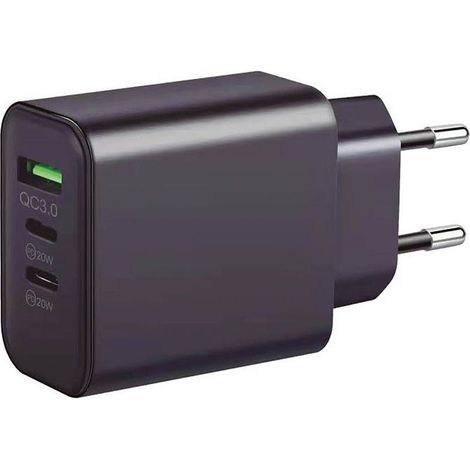 230-V-Ladegerät an 3 USB: 1 x QC3.0 + 2 x Typ C