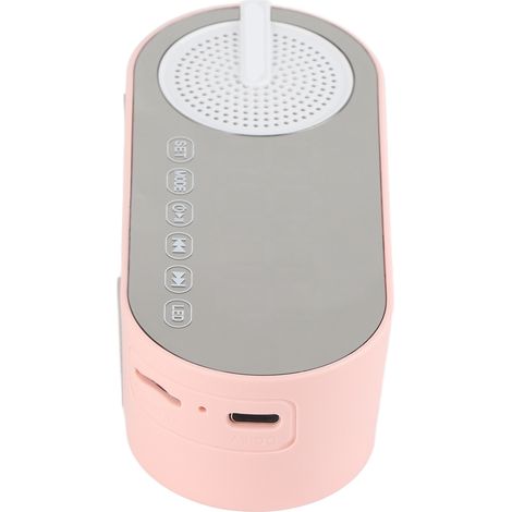 Petit réveil miroir avec emplacement pour carte TF, haut-parleur Bluetooth, lumières colorées, basses puissantes, radio FM, enceinte portable à offrir, rose. (1/5)